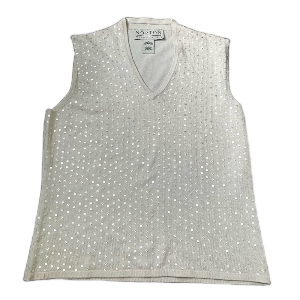 Vintage Norton McNaughton Silk Sequin Sweater Tank